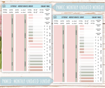 FEBRUARY Stickers for The Scout Laurel Denise Planner (formerly Portrait Planner). Neutral Color || PN-FEB