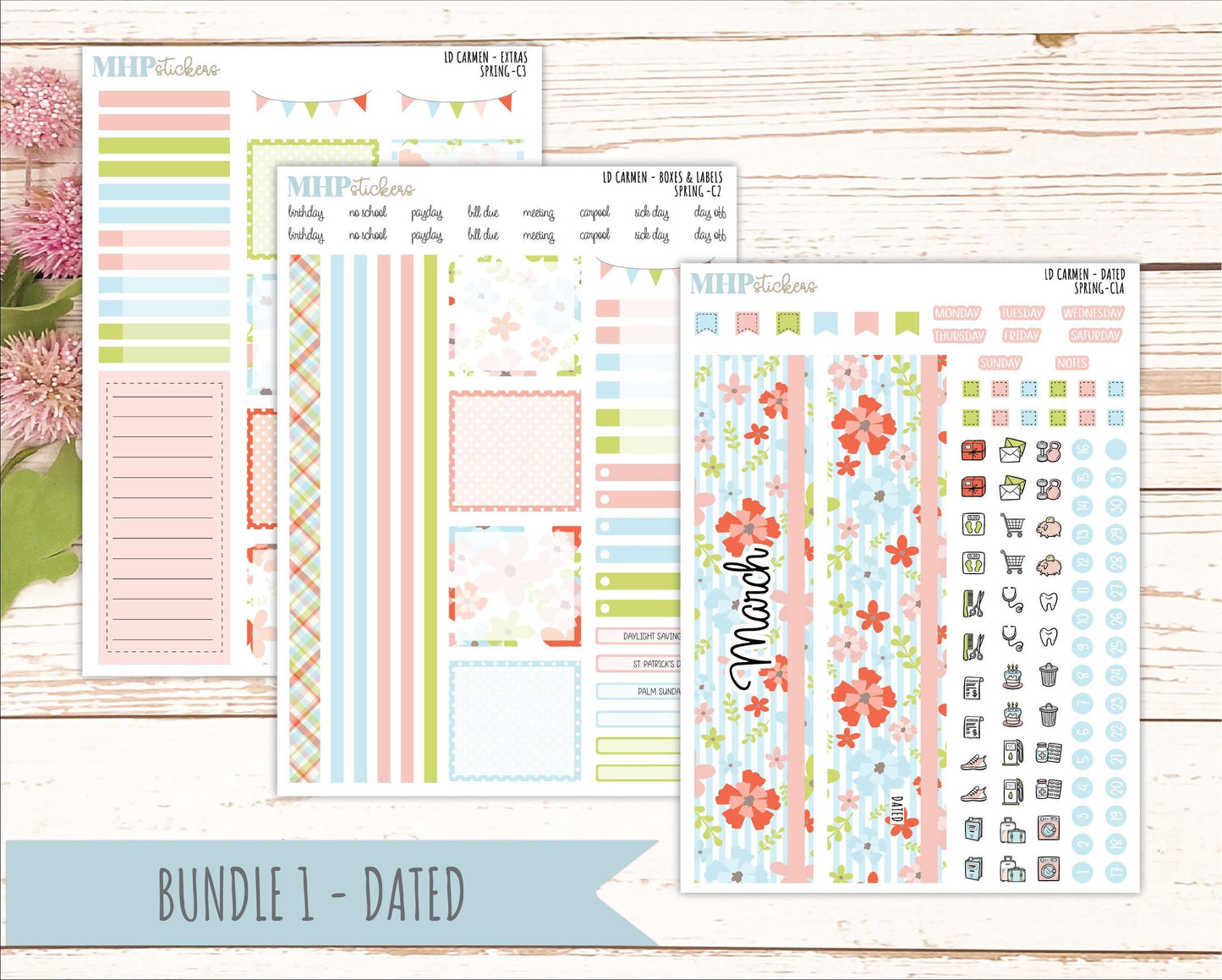 MARCH 2026 Stickers for The Carmen Laurel Denise Planner (Simply Month Planner). "Spring" || C