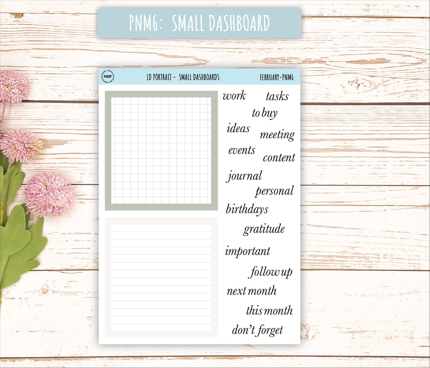 FEBRUARY Stickers for The Scout Laurel Denise Planner (formerly Portrait Planner). Neutral Color || PN-FEB