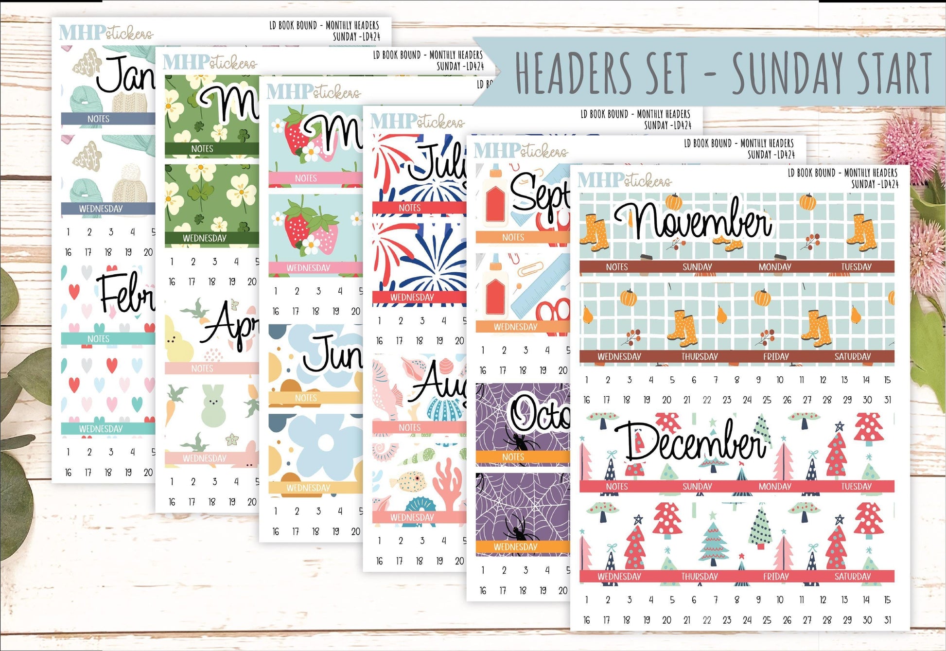2025 Monthly Headers Set for Laurel Denise Book Bound Planner (Amanda's Collab) || LD424