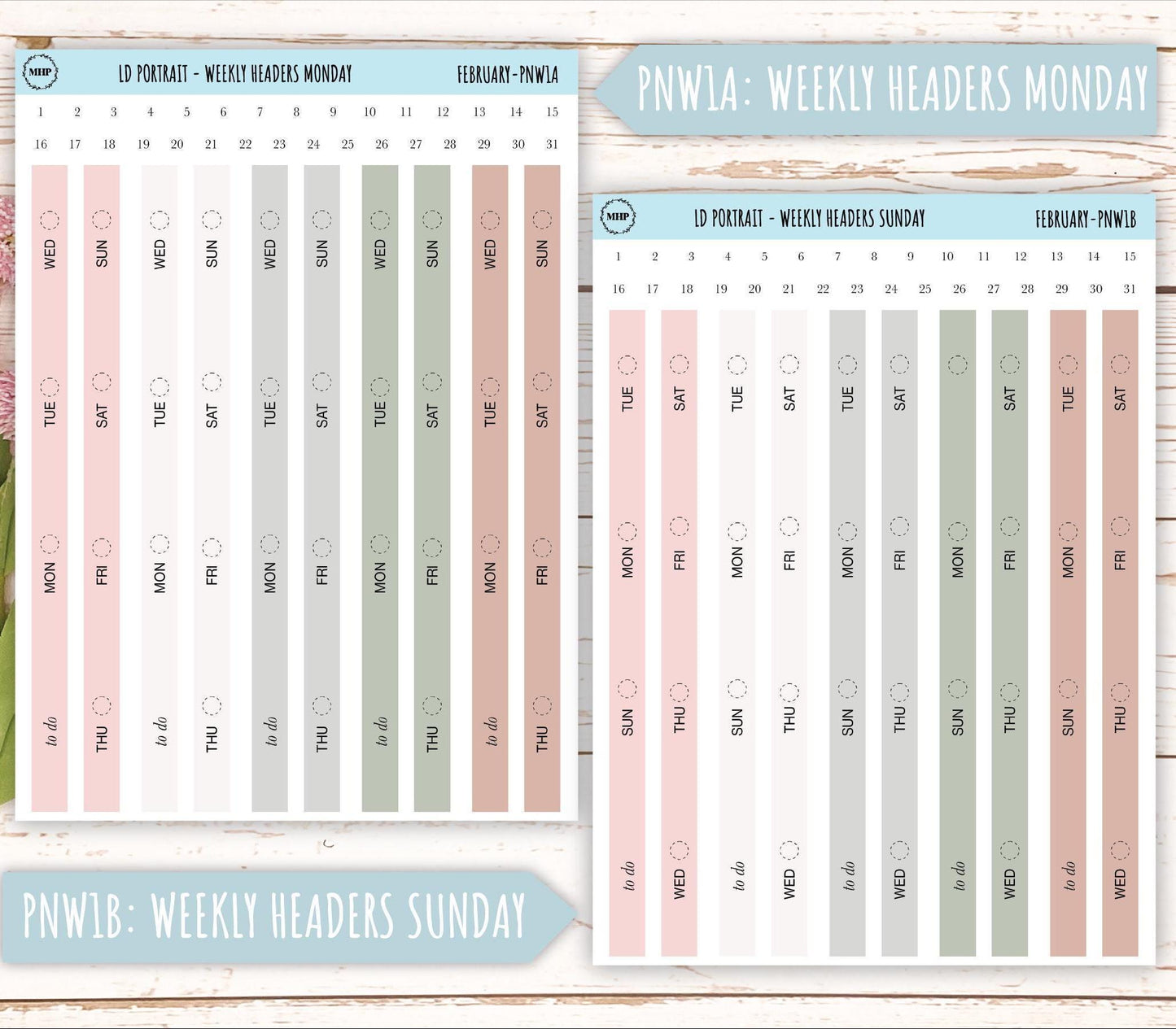 FEBRUARY Stickers for The Scout Laurel Denise Planner (formerly Portrait Planner). Neutral Color || PN-FEB