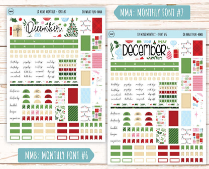 DECEMBER Stickers for Small Horizontal & Vertical Laurel Denise Planners. (Formerly Mini Planner) "Oh What Fun" || MOWF