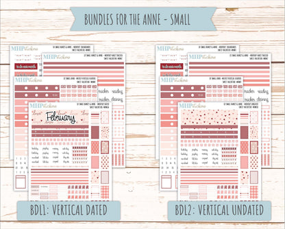 FEBRUARY 2026 Stickers for Small Nancy & Anne Laurel Denise Planners. (Formerly Mini Planner) "Sweet Valentine" || MN