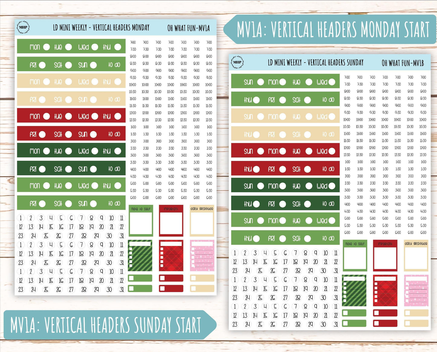 DECEMBER Stickers for Small Horizontal & Vertical Laurel Denise Planners. (Formerly Mini Planner) "Oh What Fun" || MOWF