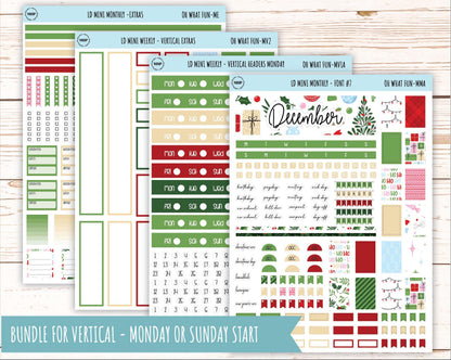 DECEMBER Stickers for Small Horizontal & Vertical Laurel Denise Planners. (Formerly Mini Planner) "Oh What Fun" || MOWF