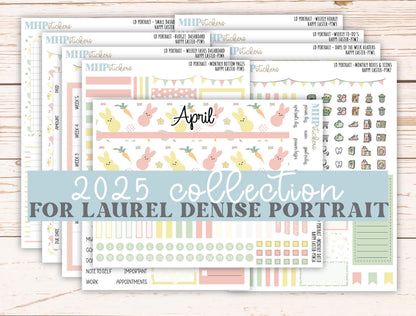 APRIL 2025 Stickers for The Scout Laurel Denise Planner (formerly Portrait Planner). "Happy Easter" || PTHE