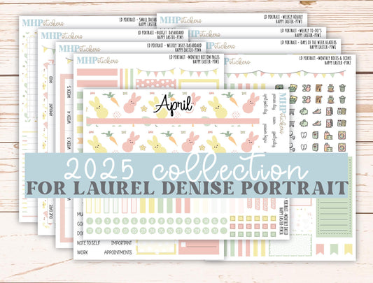 APRIL 2025 Stickers for The Scout Laurel Denise Planner (formerly Portrait Planner). "Happy Easter" || PTHE