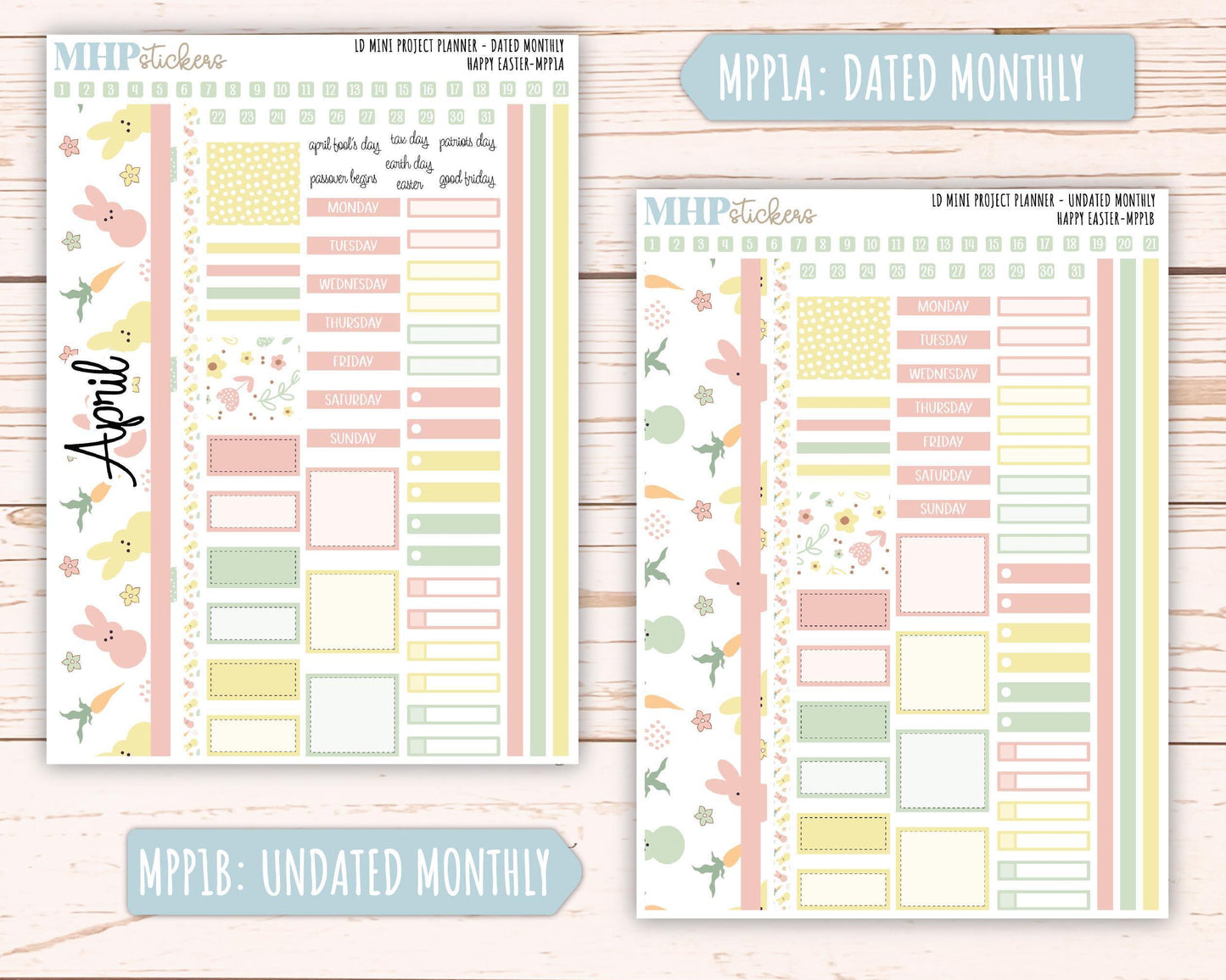 APRIL 2025 Stickers for The Rose Small Laurel Denise Planner (Formerly Mini Project Planner) "Happy Easter" || MPPHE