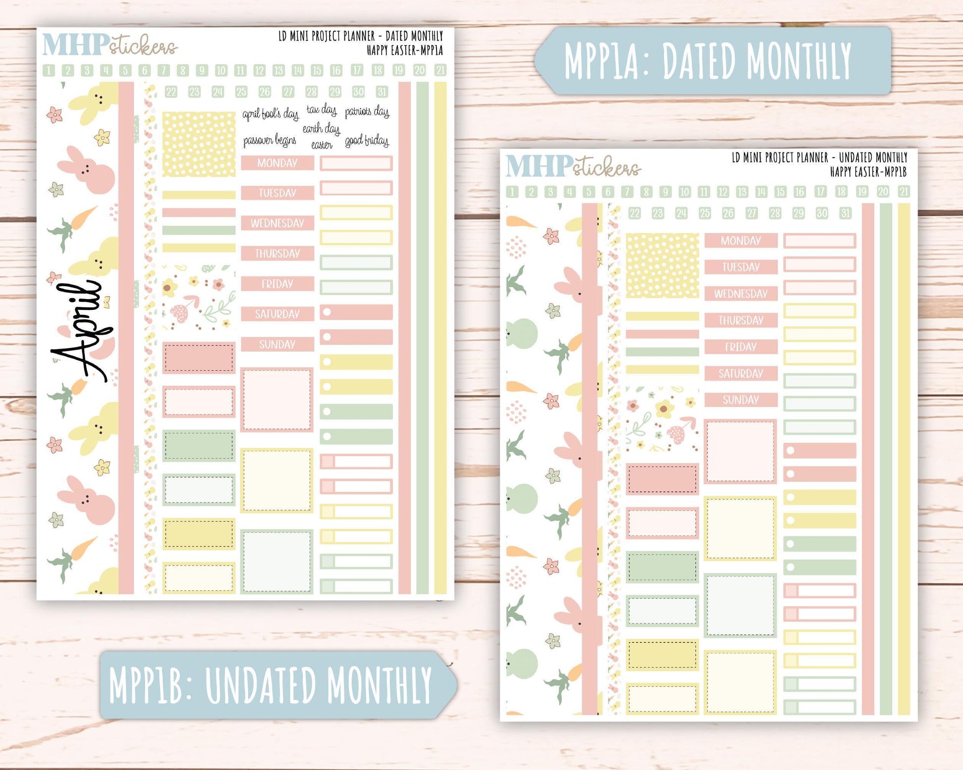 APRIL 2025 Stickers for The Rose Small Laurel Denise Planner (Formerly Mini Project Planner) "Happy Easter" || MPPHE