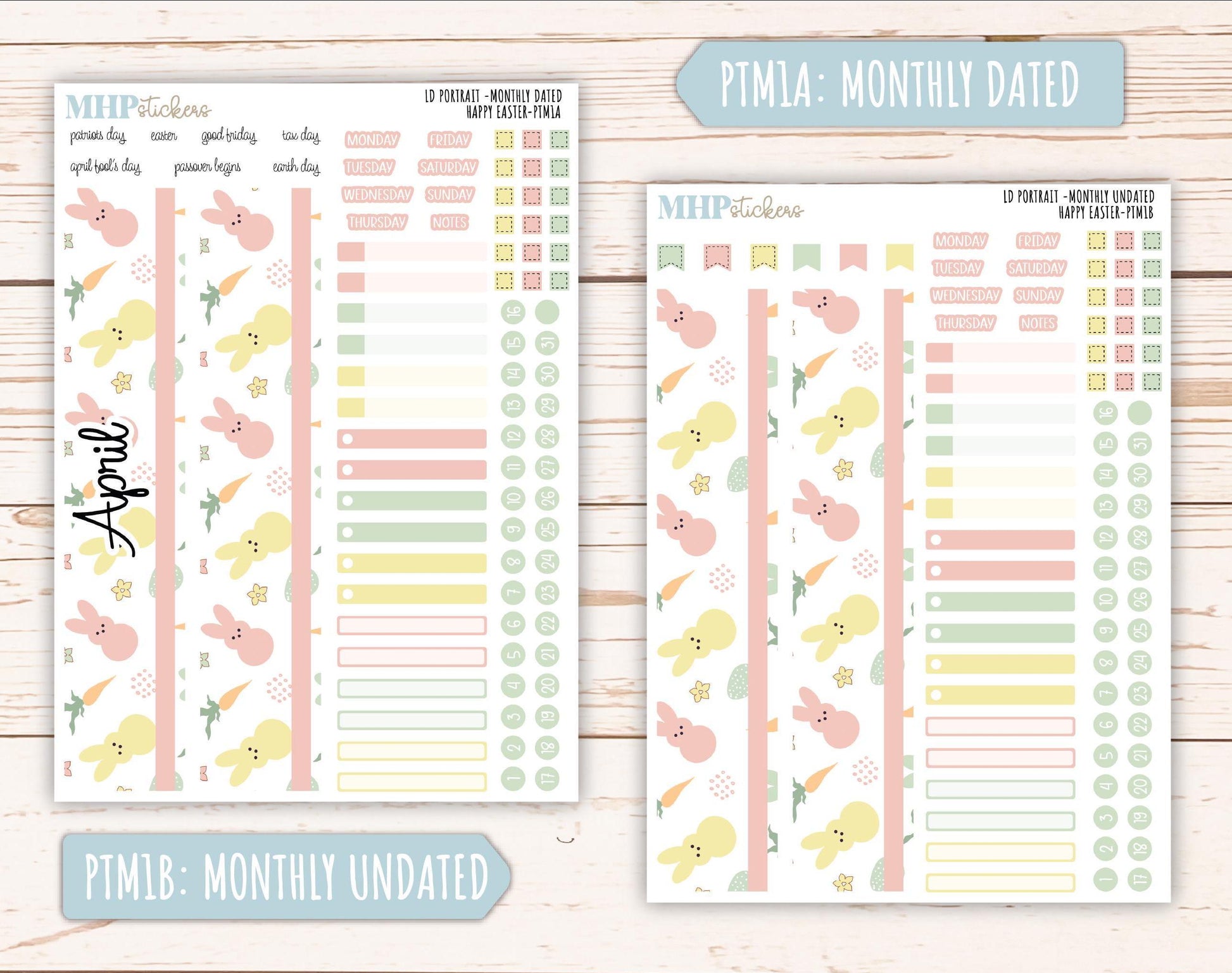 APRIL 2025 Stickers for The Scout Laurel Denise Planner (formerly Portrait Planner). "Happy Easter" || PTHE