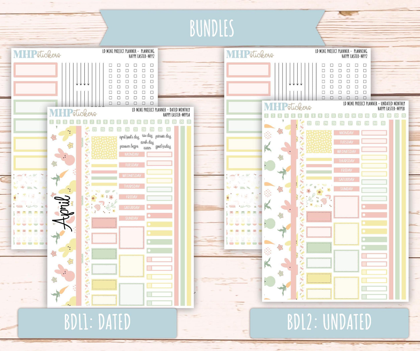 APRIL 2025 Stickers for The Rose Small Laurel Denise Planner (Formerly Mini Project Planner) "Happy Easter" || MPPHE