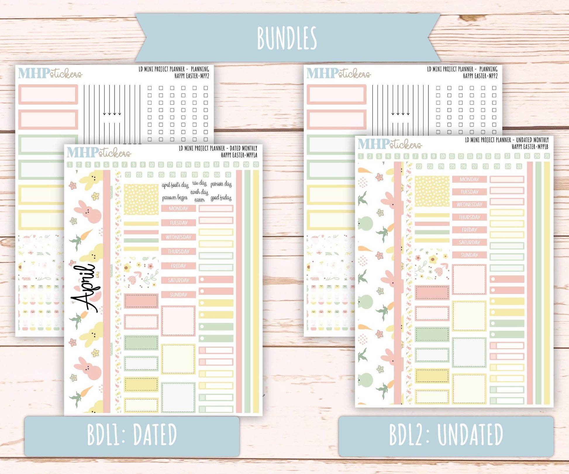 APRIL 2025 Stickers for The Rose Small Laurel Denise Planner (Formerly Mini Project Planner) "Happy Easter" || MPPHE