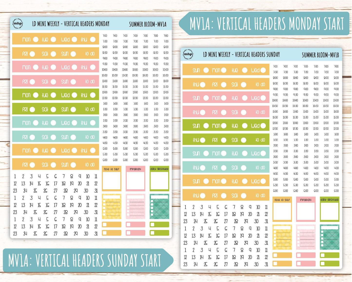 July Sticker for Small Horizontal & Vertical Laurel Denise Planners. (Formerly Mini Planner) "Summer Bloom" || MSB