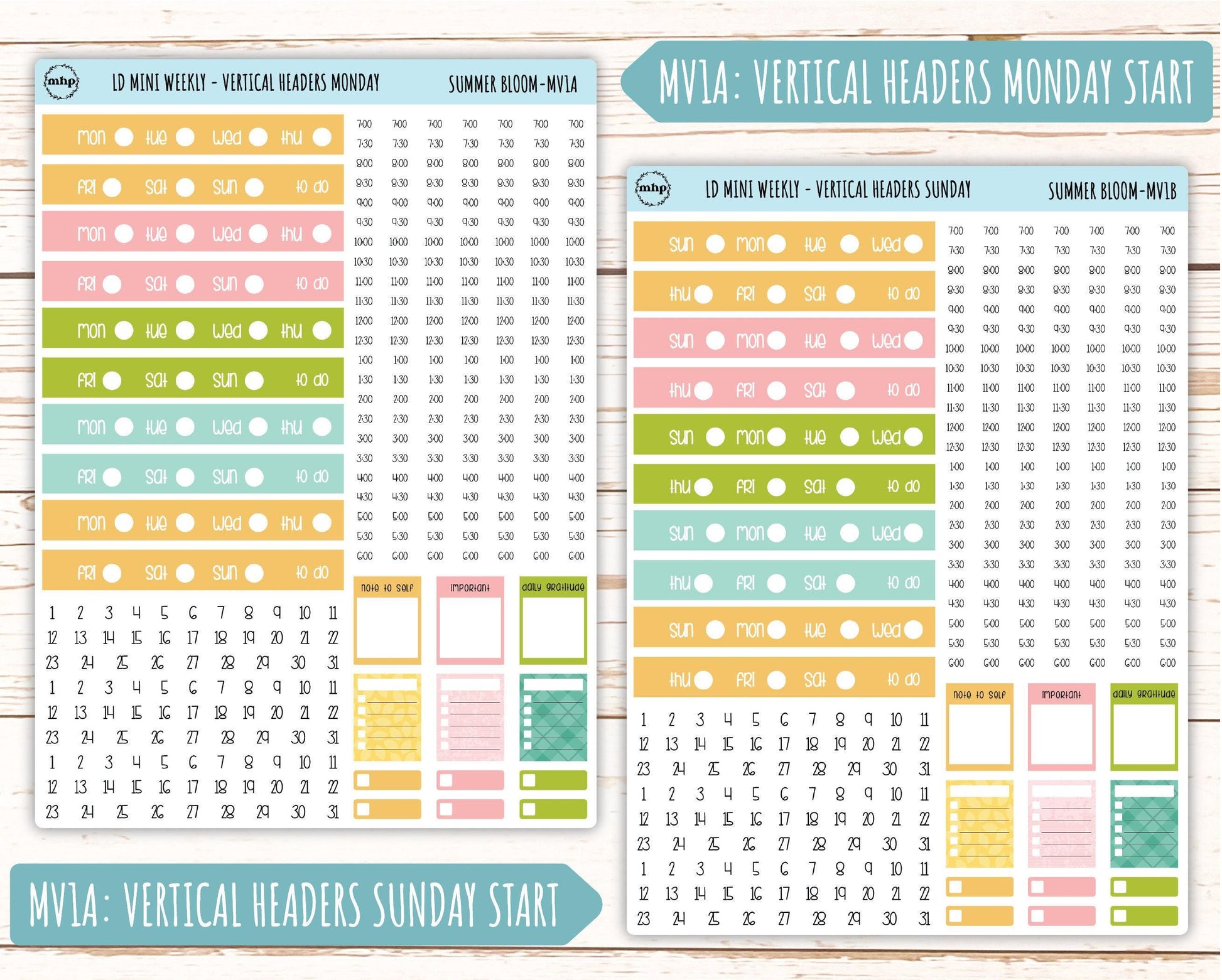 July Sticker for Small Horizontal & Vertical Laurel Denise Planners. (Formerly Mini Planner) "Summer Bloom" || MSB