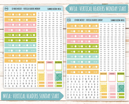 July Sticker for Small Horizontal & Vertical Laurel Denise Planners. (Formerly Mini Planner) "Summer Bloom" || MSB
