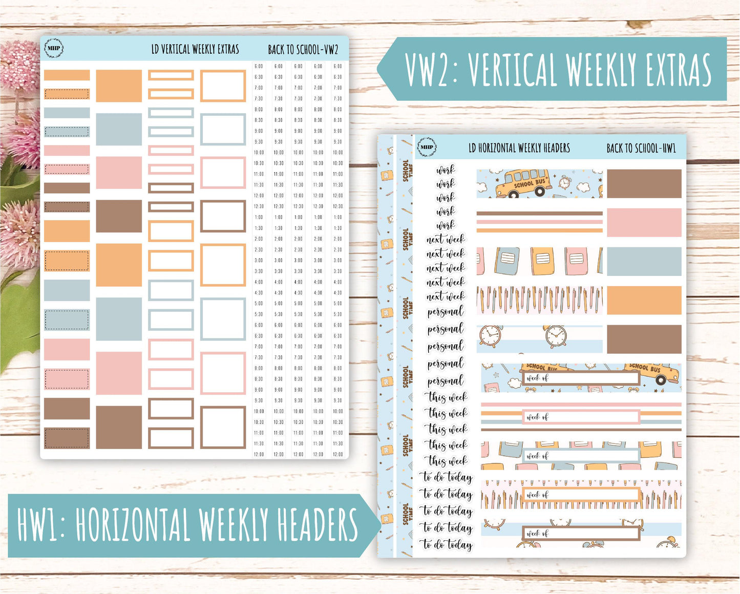 September Stickers for Large size Horizontal & Vertical Laurel Denise Planners. (Formerly Original Size) "Back to School" || OGBTS