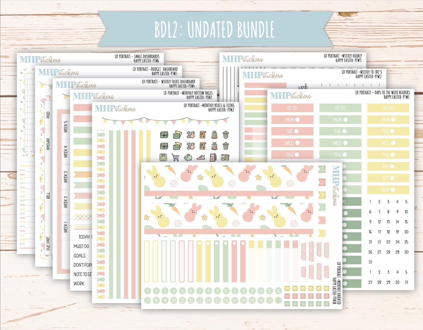APRIL 2025 Stickers for The Scout Laurel Denise Planner (formerly Portrait Planner). "Happy Easter" || PTHE