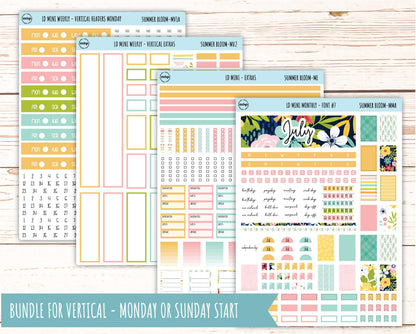 July Sticker for Small Horizontal & Vertical Laurel Denise Planners. (Formerly Mini Planner) "Summer Bloom" || MSB