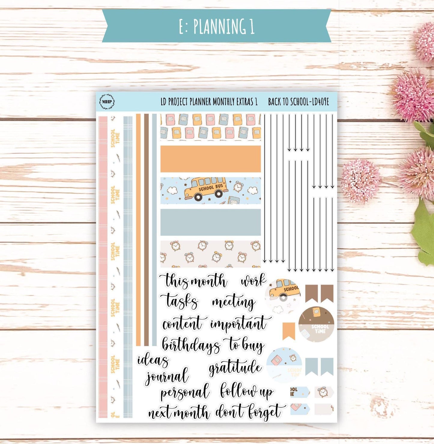 SEPTEMBER Stickers for The Rose Large Laurel Denise Planner (Formerly Project Planner) "Back to School" || LD409BT