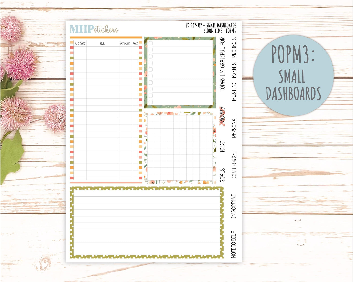 June 2025 Stickers for The Jo Laurel Denise Planner (Formerly Pop-Up Planner) "Bloom Time" || POPBT