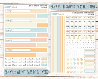 JULY Stickers for The Mae & Kristy Laurel Denise Planners (formerly Book Bound Planner). Neutral Color || BBN