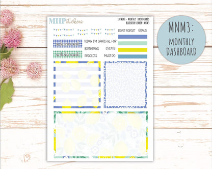 JULY 2025 Stickers for Small Horizontal & Vertical Laurel Denise Planners. (Formerly Mini Planner) "Blueberry Lemon" || MNBL