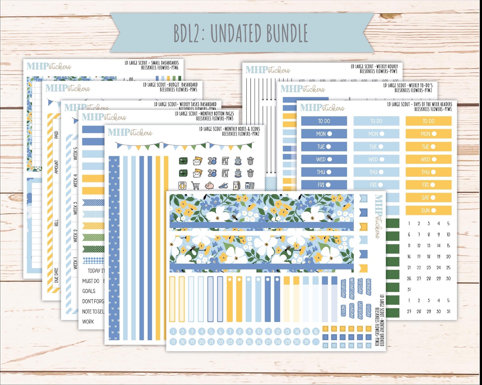 APRIL 2026 Stickers for the Large Scout Planner (formerly Portrait Planner). For Laurel Denise Planners "Bee's Knees Flowers" ||PT