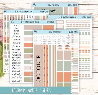 Neutral Color Stickers for Large size Horizontal & Vertical Laurel Denise Planner. (Formerly Original or Standar Size) OCTOBER || OGNOCT