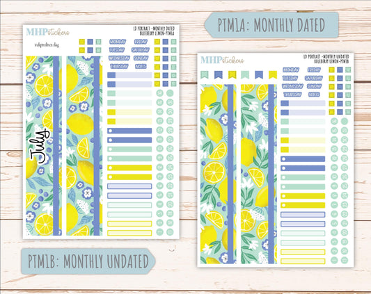 JULY 2025 Stickers for The Scout Laurel Denise Planner (formerly Portrait Planner). "Blueberry Lemon" || PTBL