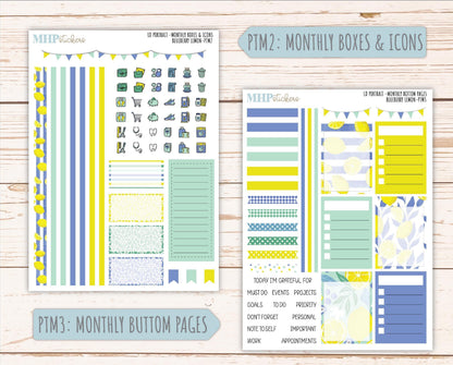 JULY 2025 Stickers for The Scout Laurel Denise Planner (formerly Portrait Planner). "Blueberry Lemon" || PTBL