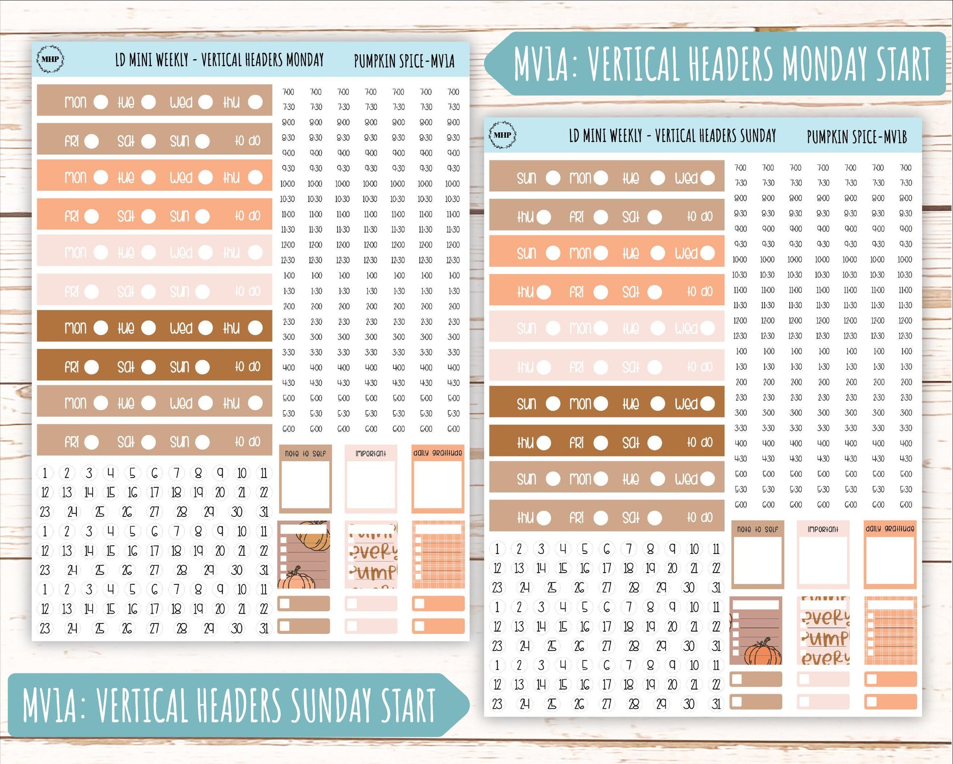 November Stickers for Small Horizontal & Vertical Laurel Denise Planners. (Formerly Mini Planner) "Pumpkin Spice" || MPS
