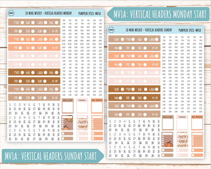 November Stickers for Small Horizontal & Vertical Laurel Denise Planners. (Formerly Mini Planner) "Pumpkin Spice" || MPS