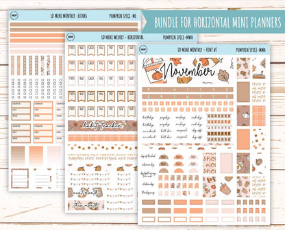 November Stickers for Small Horizontal & Vertical Laurel Denise Planners. (Formerly Mini Planner) "Pumpkin Spice" || MPS
