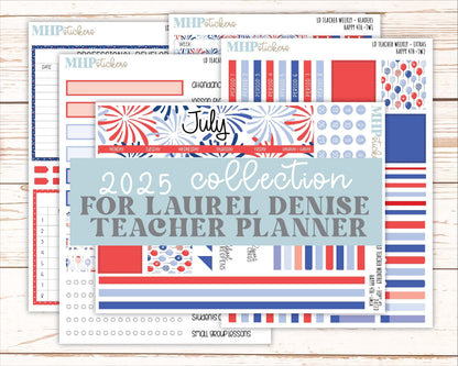 JULY Stickers for The Valerie Laurel Denise Planner (Formerly Teacher Planner) "Happy 4th" || TH4