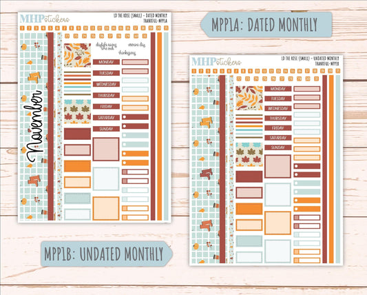 NOVEMBER 2025 Stickers for The Rose Small Laurel Denise Planner (Formerly Mini Project Planner) "Thankful" || MPP
