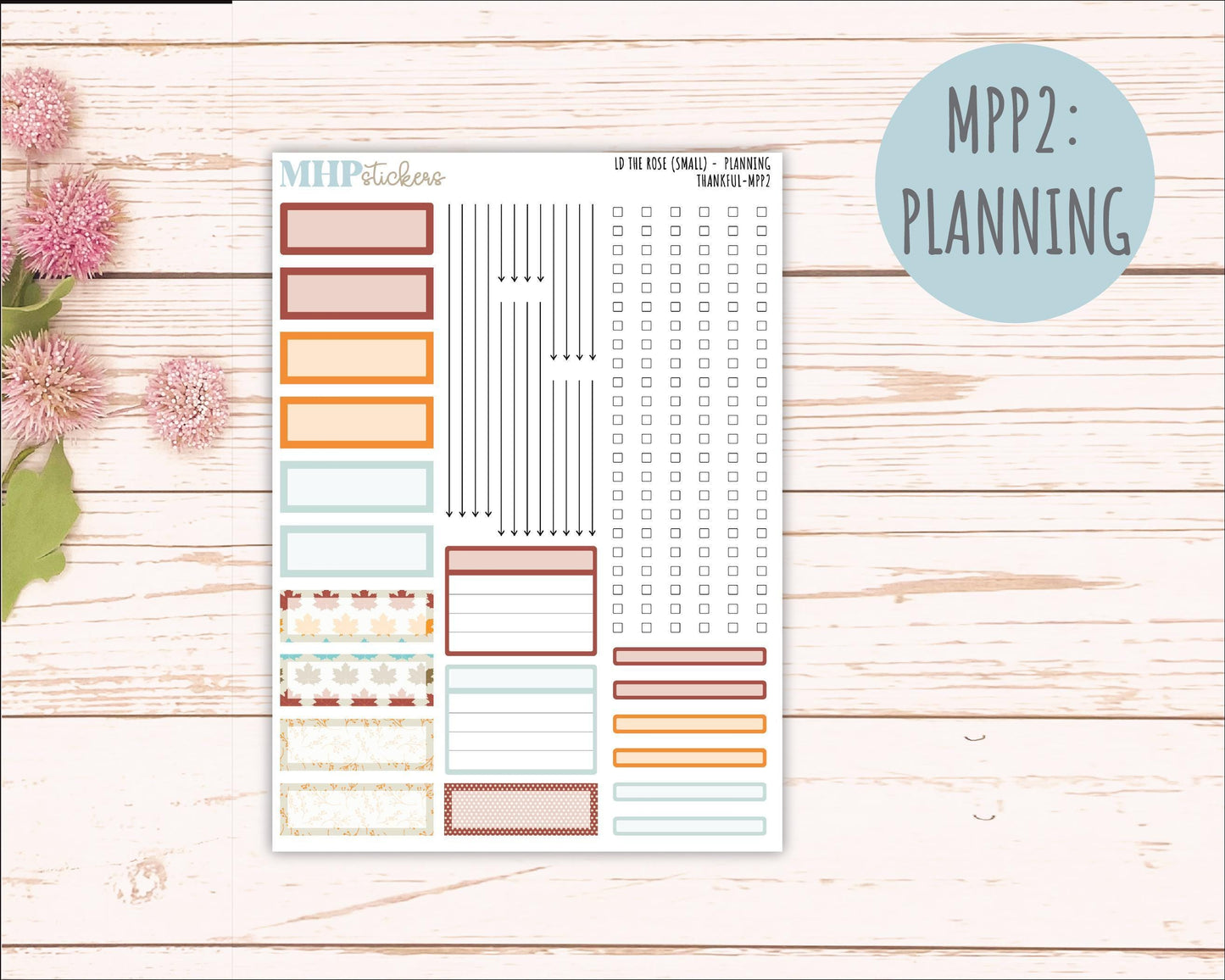 NOVEMBER 2025 Stickers for The Rose Small Laurel Denise Planner (Formerly Mini Project Planner) "Thankful" || MPP
