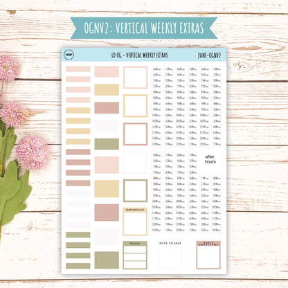 Neutral Color Stickers for Large size Horizontal & Vertical Laurel Denise Planner. (Formerly Original or Standar Size) JUNE || OGNJUN