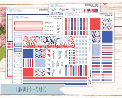 JULY Stickers for The Valerie Laurel Denise Planner (Formerly Teacher Planner) "Happy 4th" || TH4