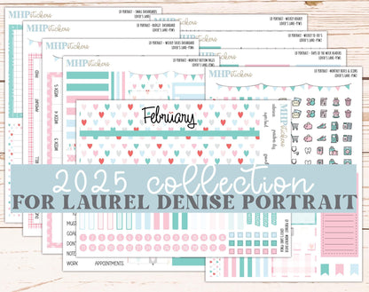 FEBRUARY 2025 Stickers for The Scout Laurel Denise Planner (formerly Portrait Planner). "Lover's Lane" || PTLL