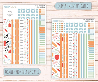 SEPTEMBER 2025 Stickers for Large size Horizontal & Vertical Laurel Denise Planners. (Formerly Original Size) "School Days" || OG