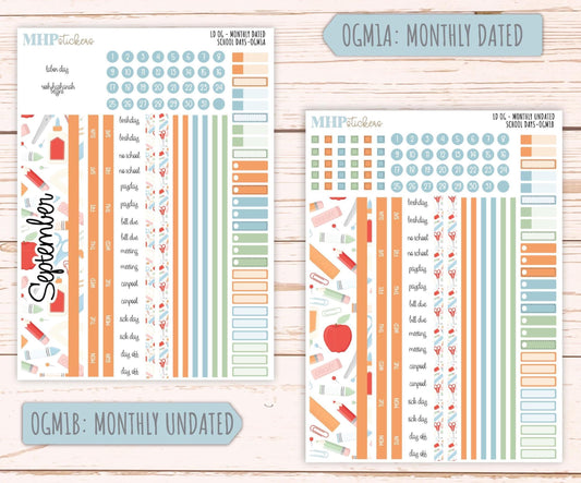 SEPTEMBER 2025 Stickers for Large size Horizontal & Vertical Laurel Denise Planners. (Formerly Original Size) "School Days" || OG