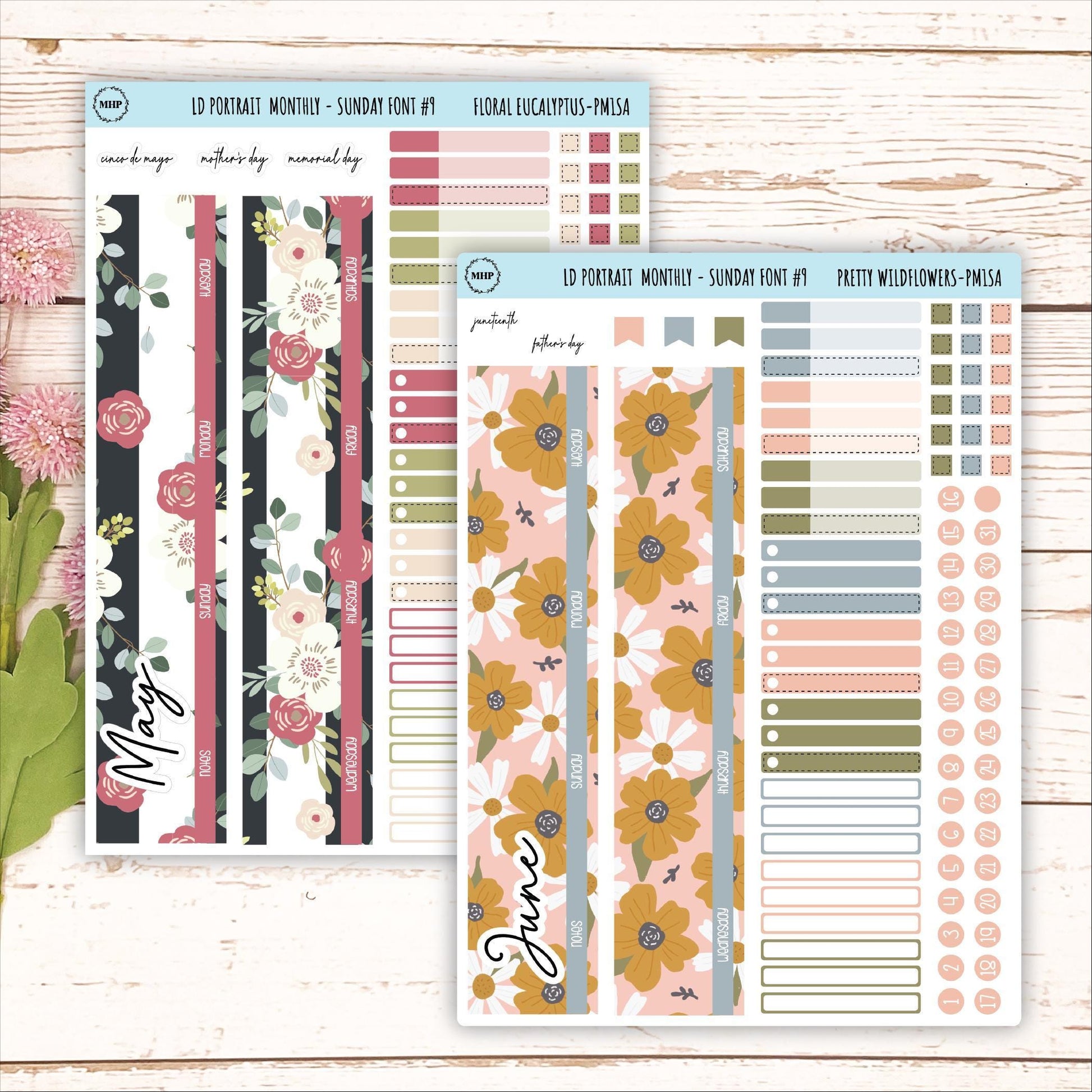 12 Monthly Sheet Set for Laurel Denise PORTRAIT Planner. 2024 Designs || LD407