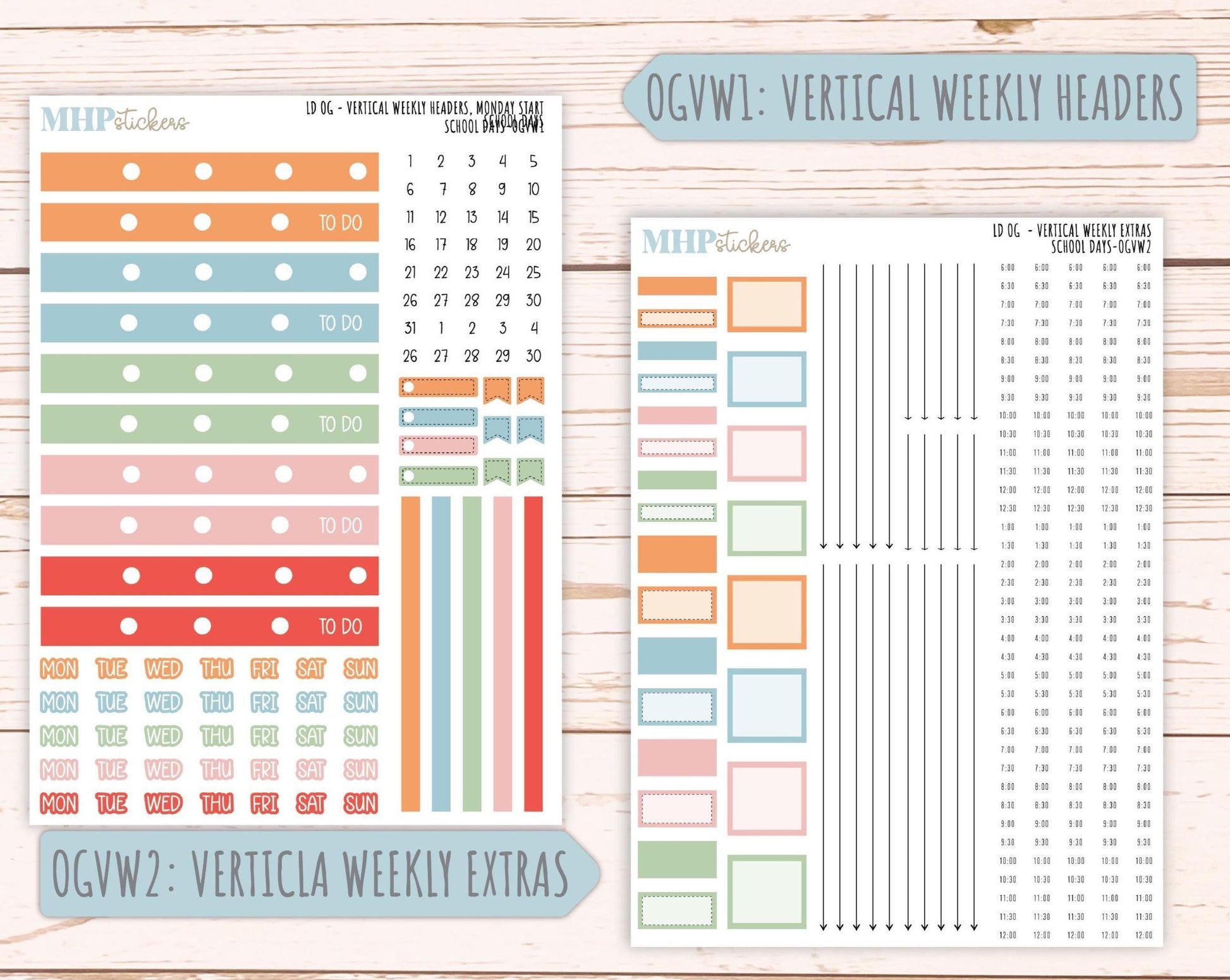 SEPTEMBER 2025 Stickers for Large size Horizontal & Vertical Laurel Denise Planners. (Formerly Original Size) "School Days" || OG