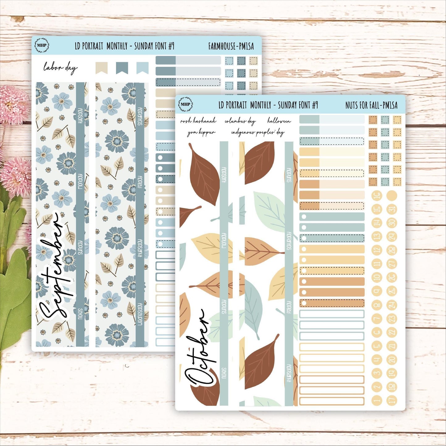 12 Monthly Sheet Set for Laurel Denise PORTRAIT Planner. 2024 Designs || LD407