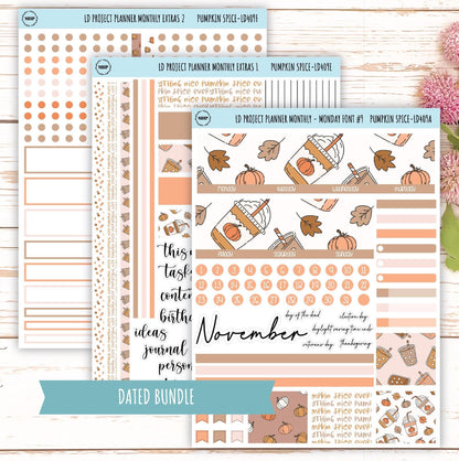 NOVEMBER Stickers for The Rose Large Laurel Denise Planner (Formerly Project Planner) "Pumpkin Spice" || LD409PS