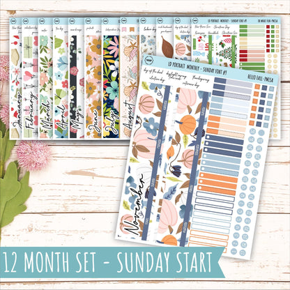 12 Monthly Sheet Set for Laurel Denise PORTRAIT Planner. 2024 Designs || LD407