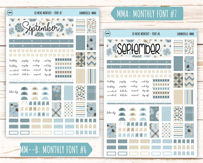 September Stickers for Small Horizontal & Vertical Laurel Denise Planners. (Formerly Mini Planner) "Farmhouse" || MFH