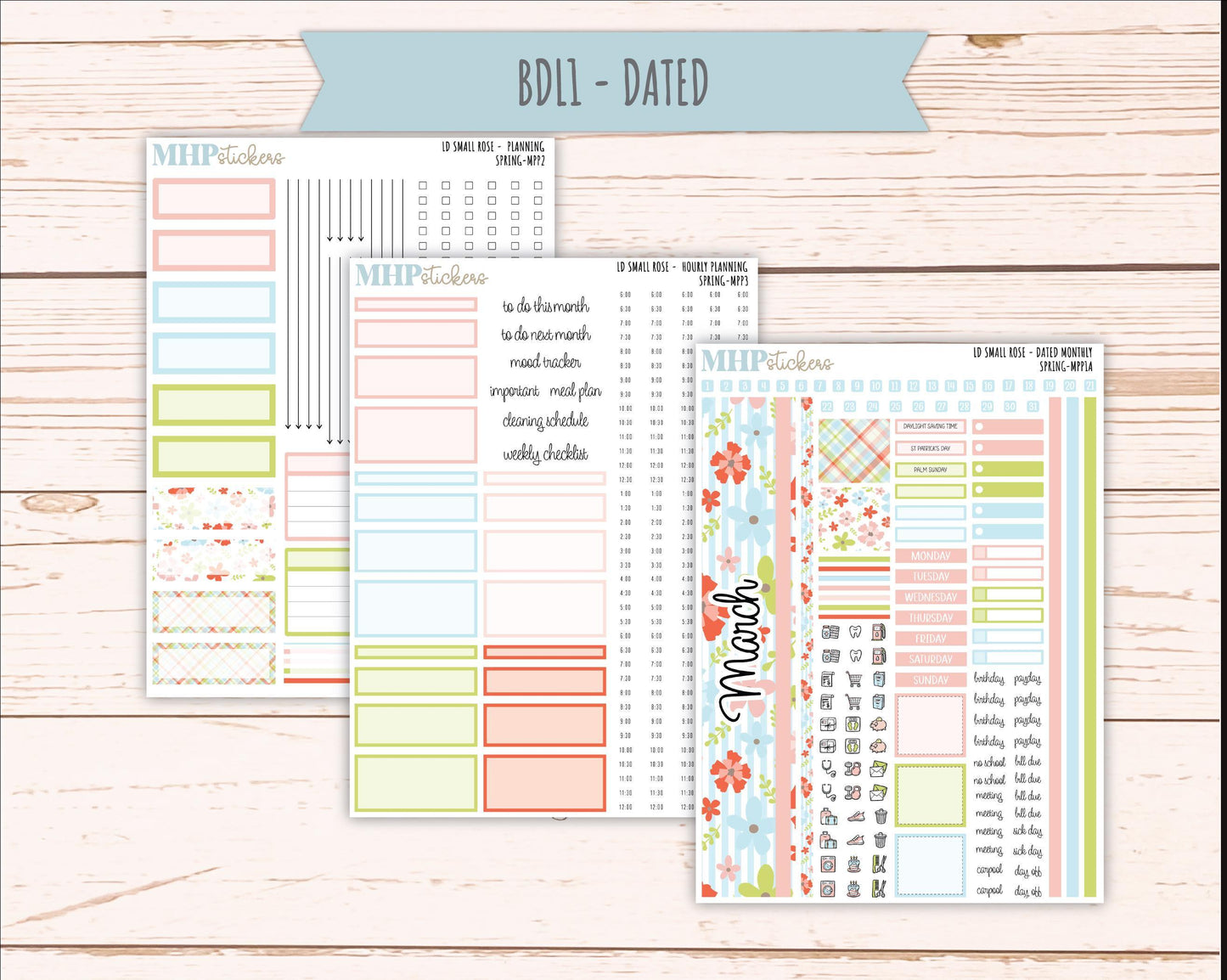 MARCH 2026 Stickers for The Small Rose Laurel Denise Planner (Formerly Mini Project Planner) "Spring" || MPP