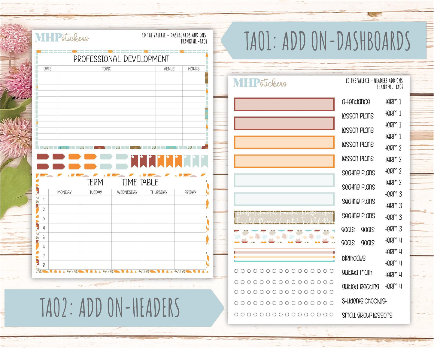 NOVEMBER Stickers for The Valerie Laurel Denise Planner (Formerly Teacher Planner) "Thankful" || TC