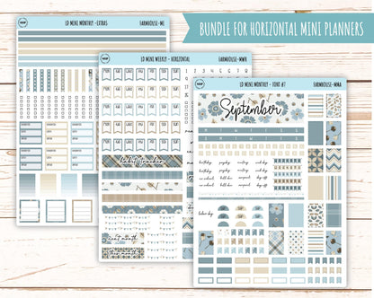 September Stickers for Small Horizontal & Vertical Laurel Denise Planners. (Formerly Mini Planner) "Farmhouse" || MFH
